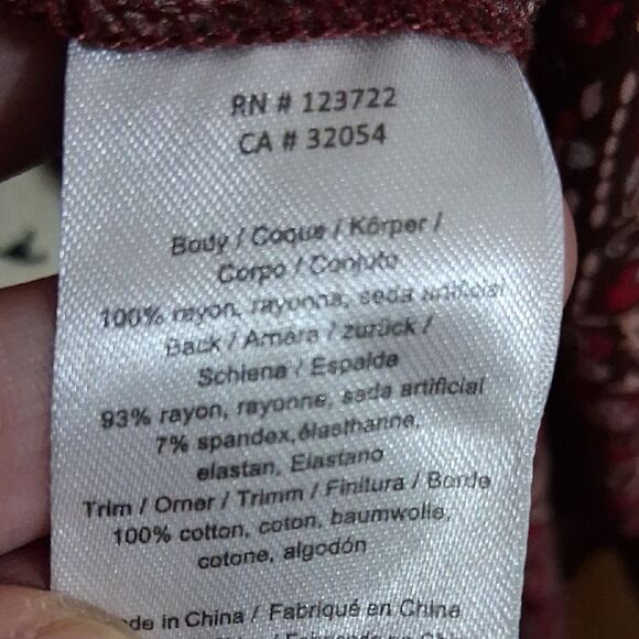 Anthropologie One September Bohemian Red Patterned Women's Top Size Medium - Picture 10 of 11